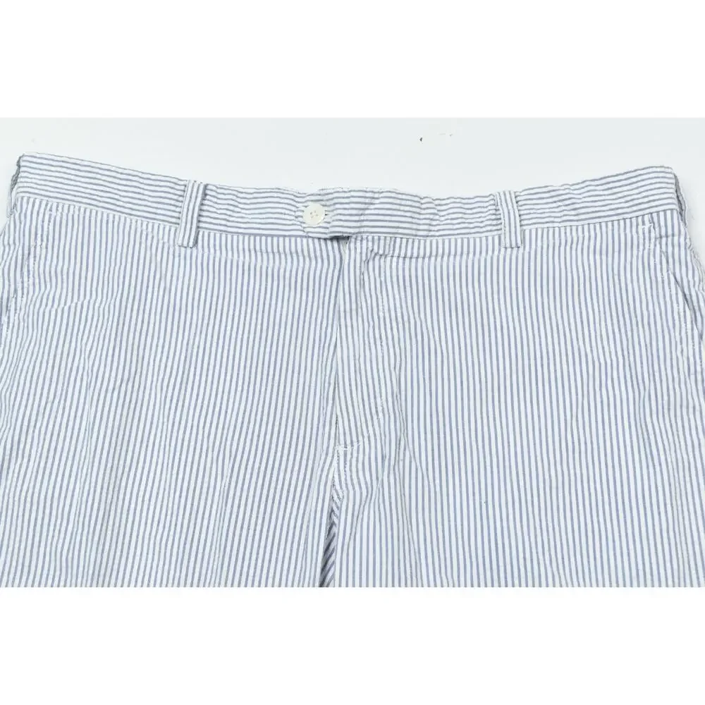 Brooks Brothers Seersucker Shorts Mens 40 White Blue Striped Cotton Classic Fit